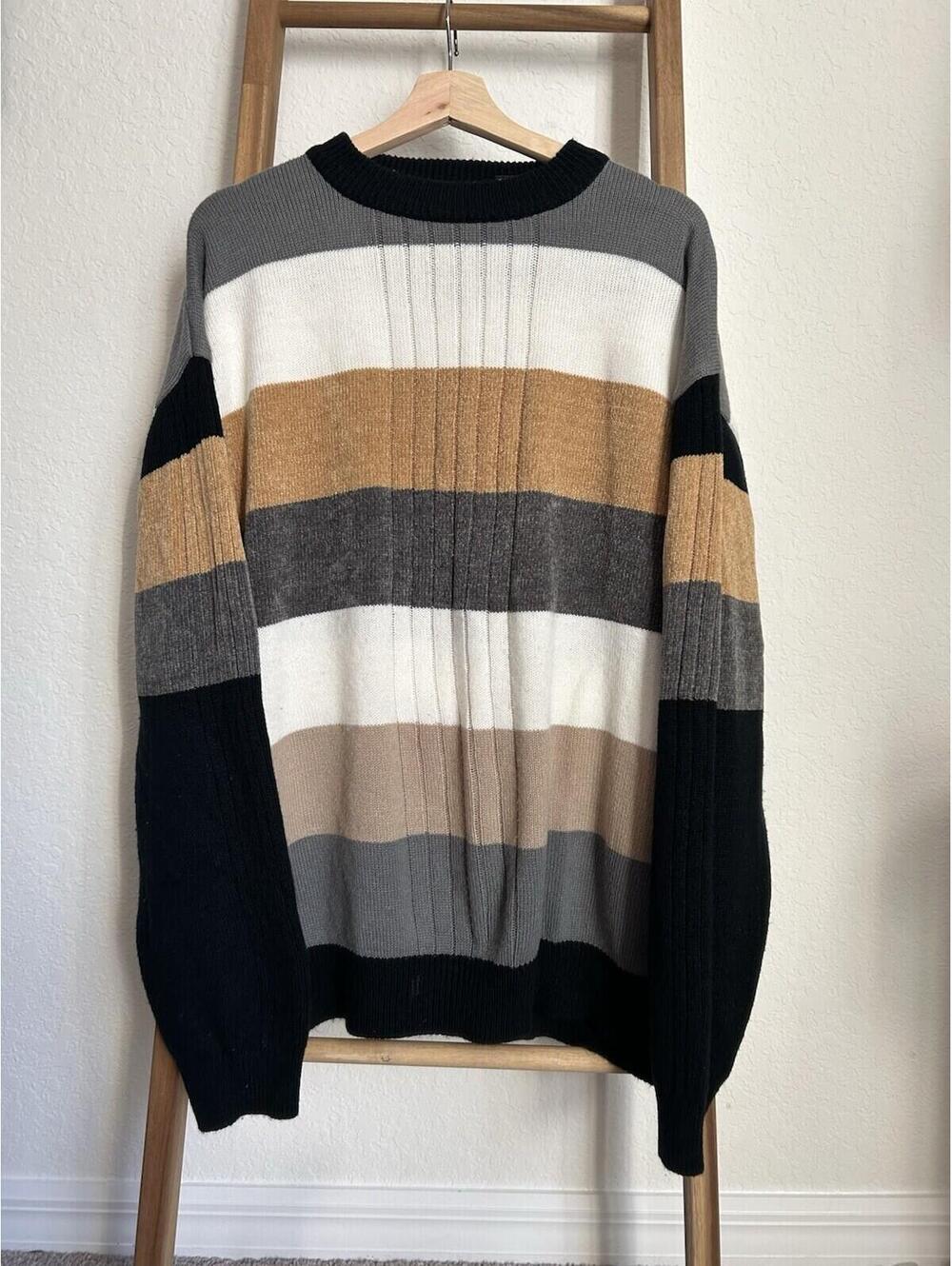 Koman Sport Striped Tunic Sweater Size XXL Fall Holiday Colors